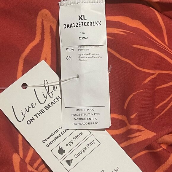 Cupshe Women’s XL One Piece Swimsuit Red Floral Deep V Neck Crisscross Tie Waist - Picture 6 of 8